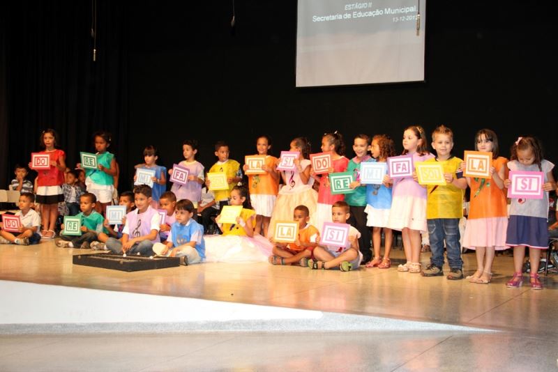 A apresentação dos alunos da Emei Sítio do Pica Pau Amarelo - Música DÓ RÉ MI.