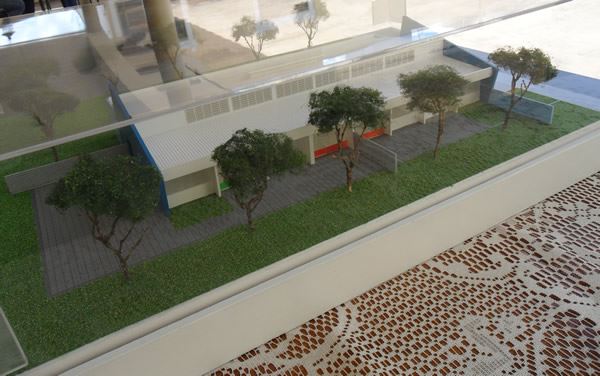 Maquete da Creche Escola que será edificada em um terreno no Jardim Paraiso, ao lado do clube da Terceira idade.