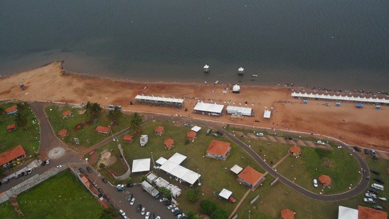 Foto: Vista aérea do local onde foi realizado a 1ª etapa do 26º Campeonato Brasileiro de Moto Aquática (Jet Ski),na Praia Municipal Pôr-do-sol