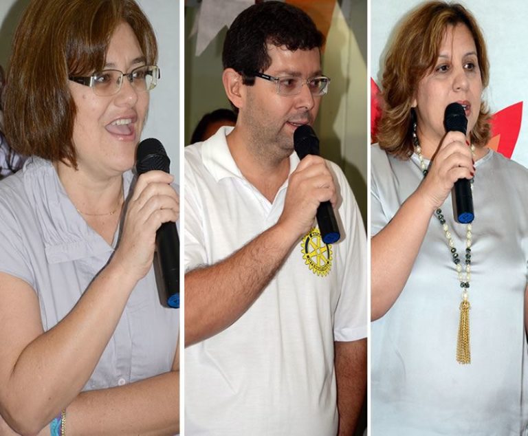 Carmem Silvia G. Paiva, Secretária de Saúde, Jorge Tertuliano Martins Gomes Júnior, Presidente do Rotary Clube e Marialba da Glória Garcia Carneiro, Vice-prefeita e Secretária de Educação