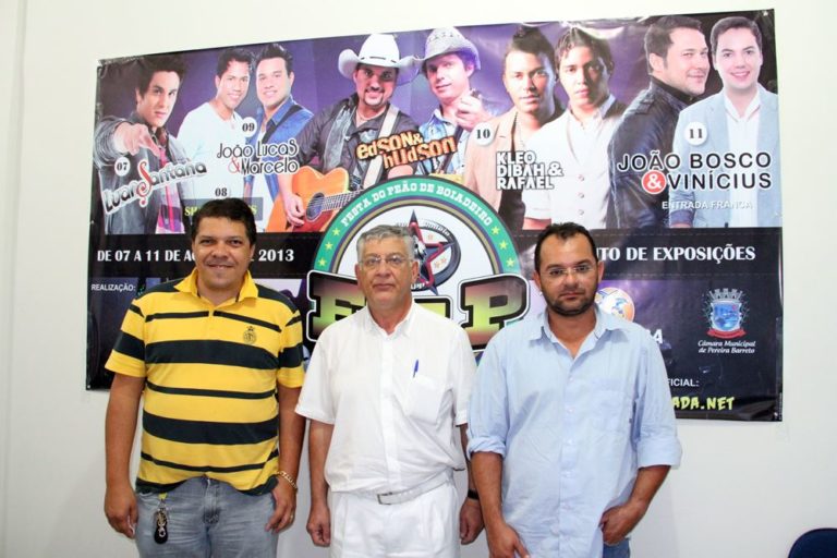 A foto destaca o Presidente do Sindicato Rural Patronal de Pereira Barreto, Dr.º Dermival Franceschi Júnior e o Empresário da FAPP Promoções e Eventos, Fábio Prates Empresário de Eventos, popular Fabão