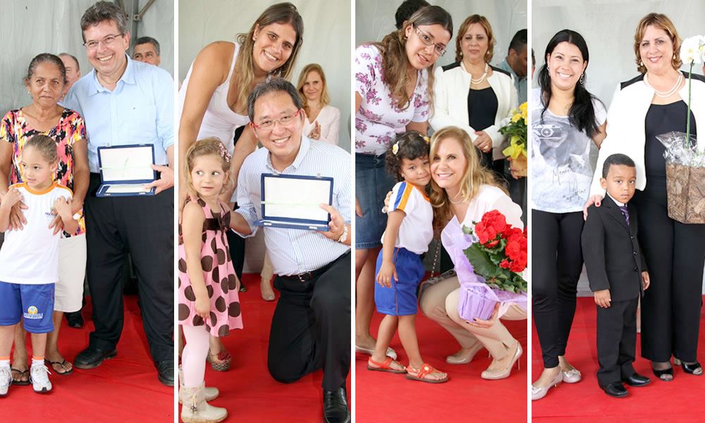 Foto: Homenagens às autoridades que participaram da solenidade de inauguração da Creche Municipal