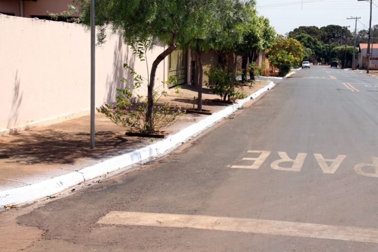 Pintura de guias e sarjetas no bairro Jardim Oitis