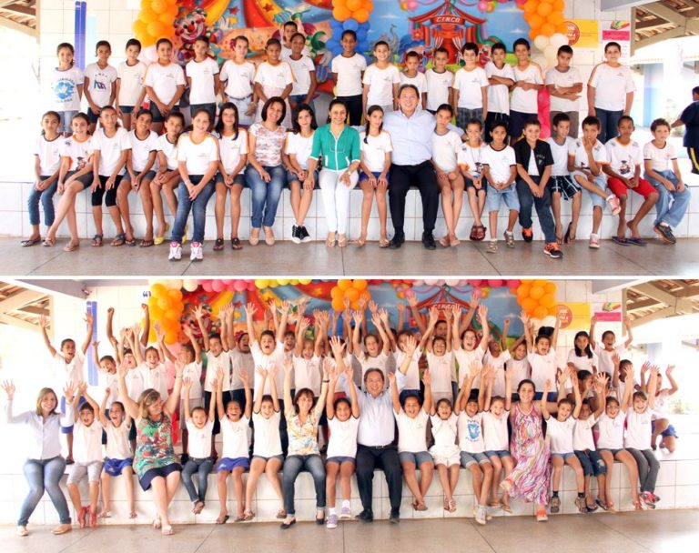 O Prefeito Arnaldo Enomoto visitou os alunos da EMEB "Maria Elza Aguiar Domingues"