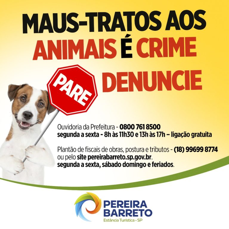 Prefeitura de Pereira Barreto disponibiliza disque denúncia contra maus-tratos animais