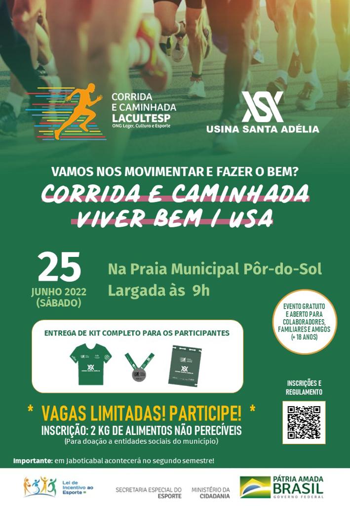Cerca de 400 atletas participam neste sábado (25) da Corrida e Caminhada “Viver Bem” em Pereira Barreto