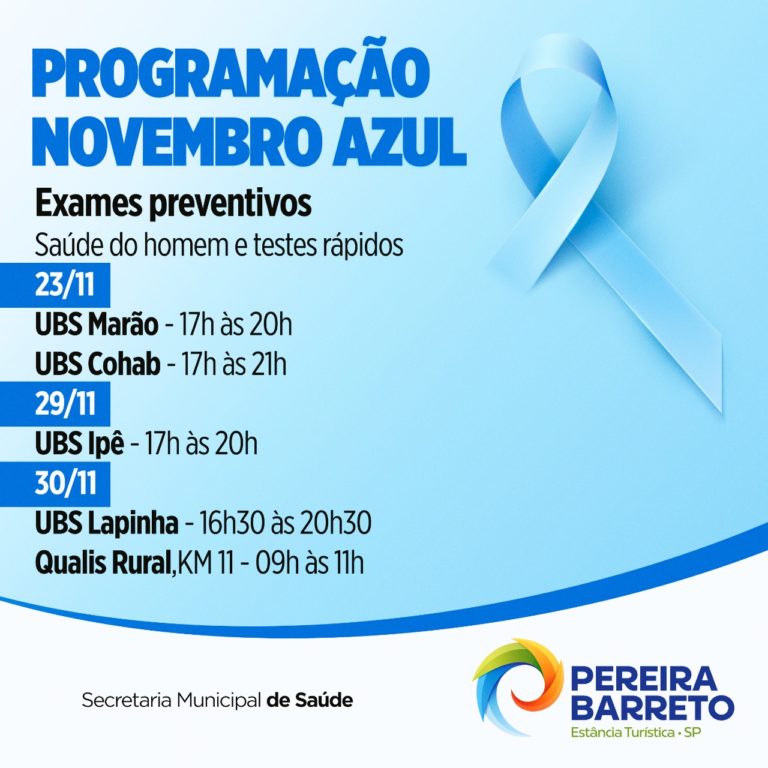 UBS’s de Pereira Barreto fazem programação especial para exames preventivos durante o Novembro Azul