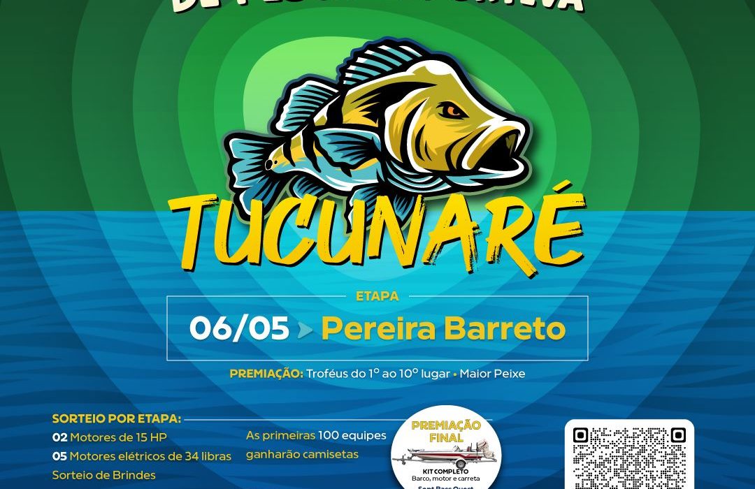 Pereira Barreto receberá a 3ª etapa do Circuito Pantanal Paulista de Pesca Esportiva ao Tucunaré
