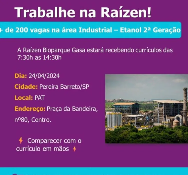PAT de Pereira Barreto recebe currículo para vagas de trabalho na Raízen