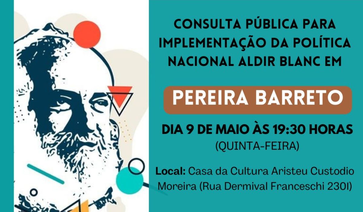 Departamento de Cultura de Pereira Barreto realiza consulta pública para implementação da Lei Aldir Blanc