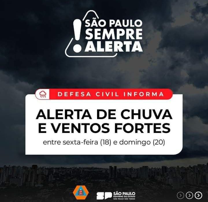 Comunicado Importante – Alerta de Chuvas e Ventos Fortes