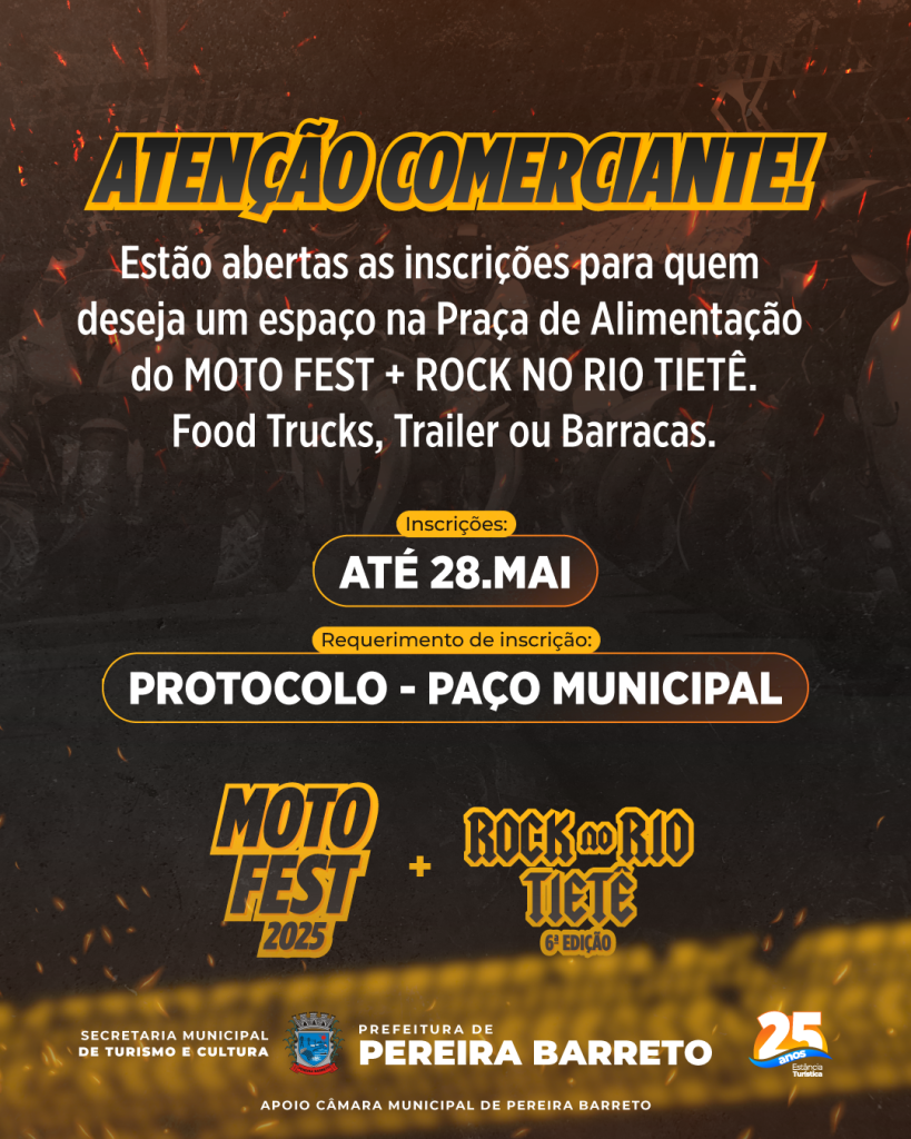 Prefeitura abre inscrições para a Praça de Alimentação do Moto Fest e Rock no Rio Tietê