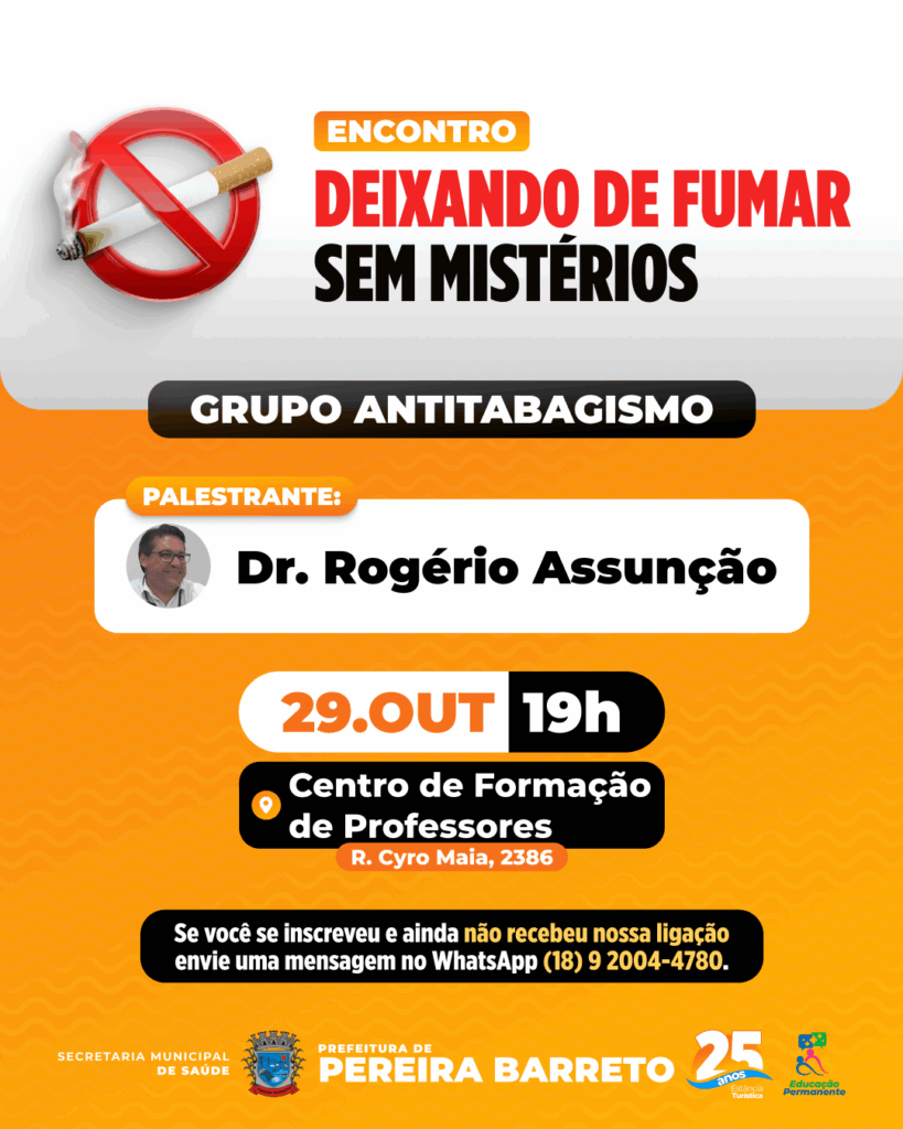 Prefeitura de Pereira Barreto lança Grupo Antitabagismo