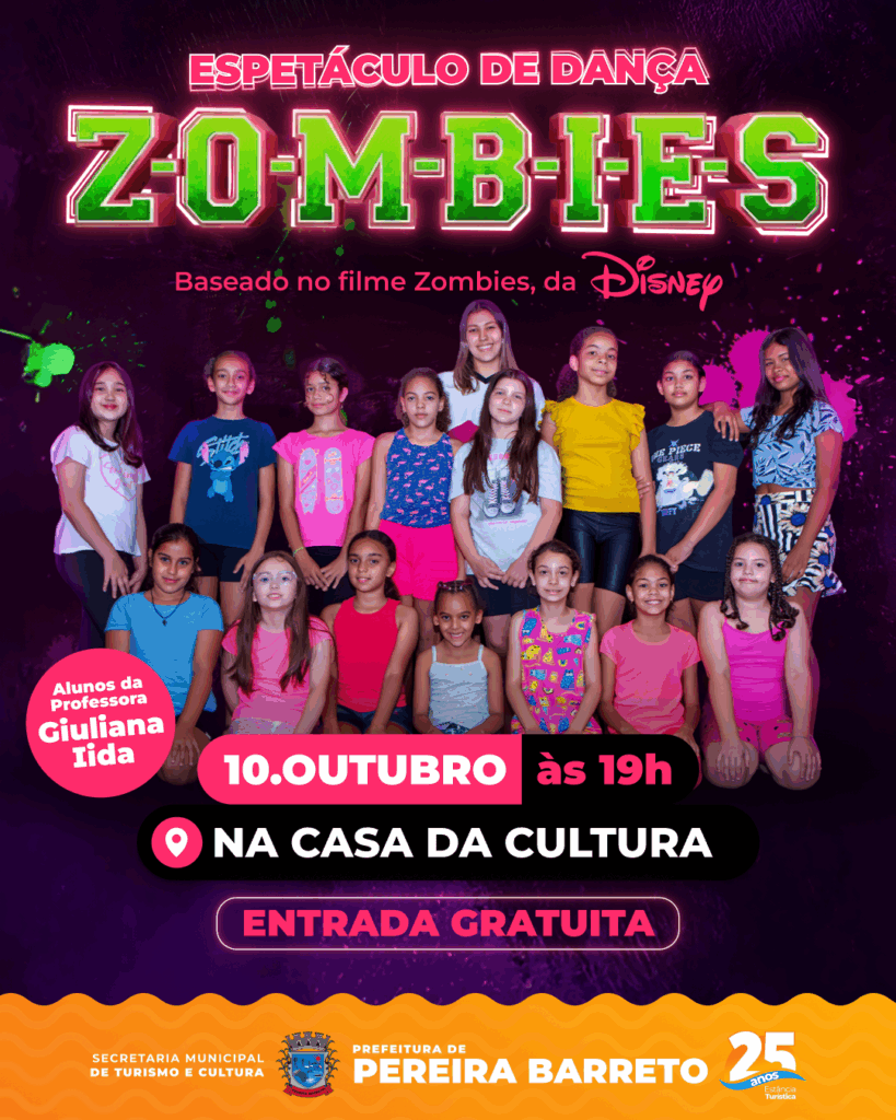 Espetáculo de dança inspirado em “Zombies”, da Disney, será apresentado em Pereira Barreto