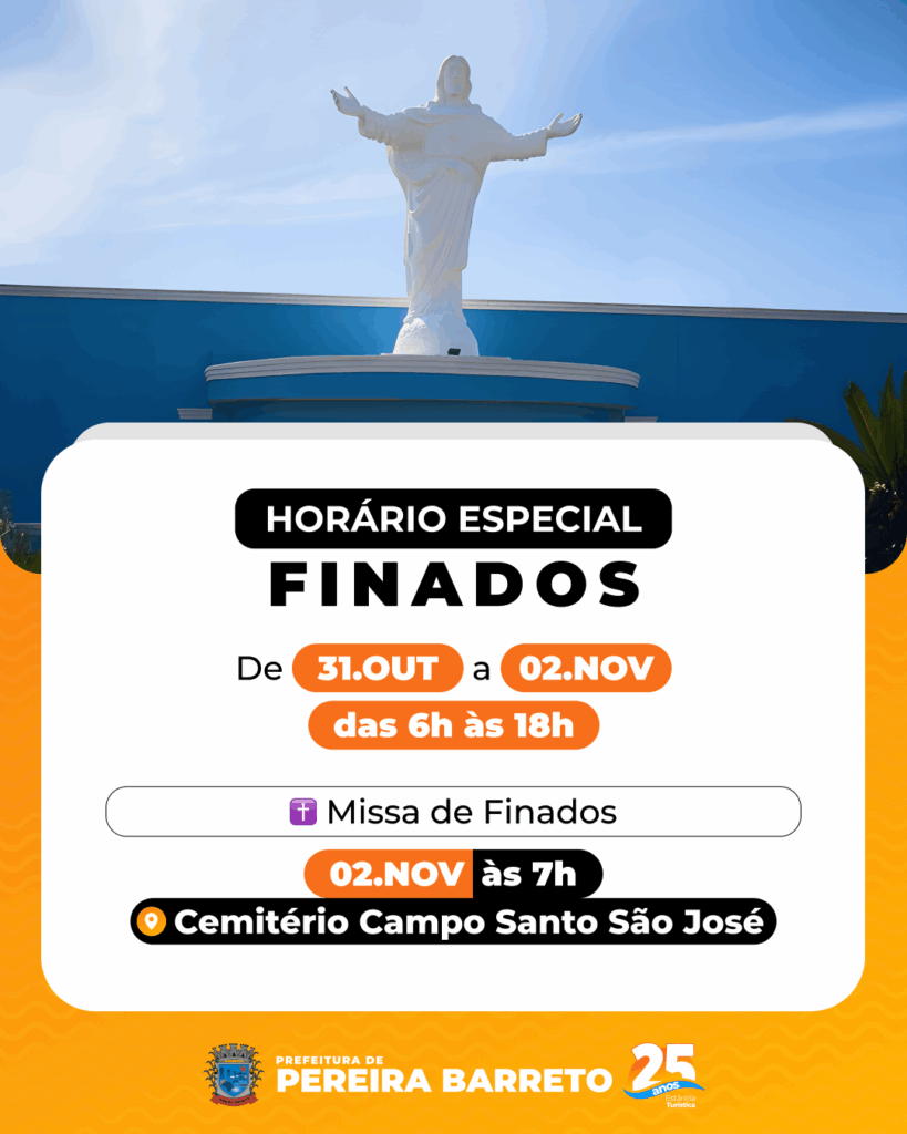 Cemitérios de Pereira Barreto terão horário especial no feriado de Finados