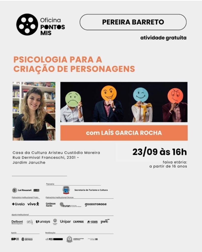 Casa da Cultura Recebe Oficina Gratuita “Psicologia para a Criação de Personagens” em Parceria com o Pontos MIS